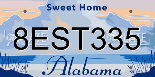 8EST335 Alabama License Plate