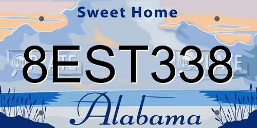 8EST338 Alabama License Plate