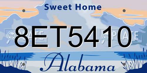 8ET5410 Alabama License Plate