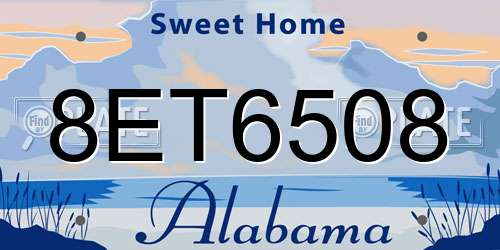 8ET6508 Alabama License Plate