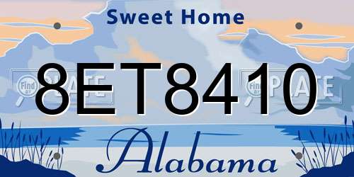 8ET8410 Alabama License Plate