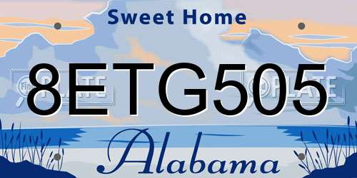 8ETG505 Alabama License Plate