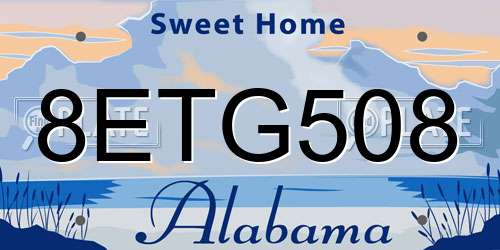 8ETG508 Alabama License Plate