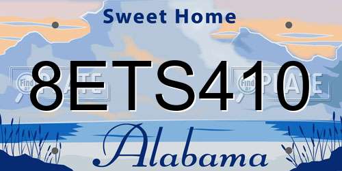 8ETS410 Alabama License Plate