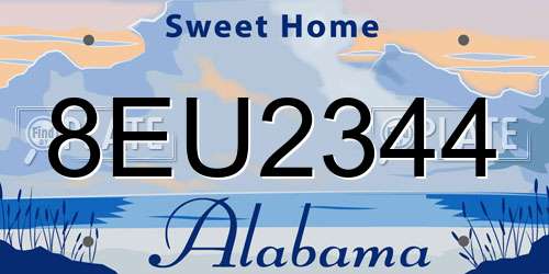 8EU2344 Alabama License Plate
