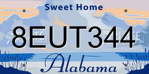 8EUT344 Alabama License Plate