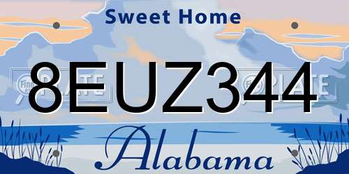 8EUZ344 Alabama License Plate