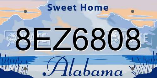 8EZ6808 Alabama License Plate