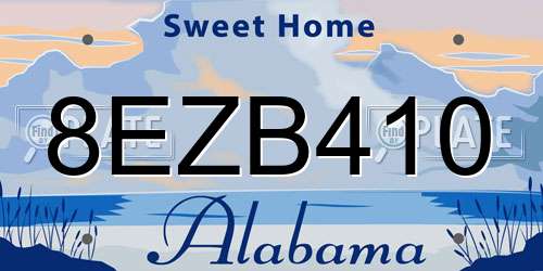 8EZB410 Alabama License Plate