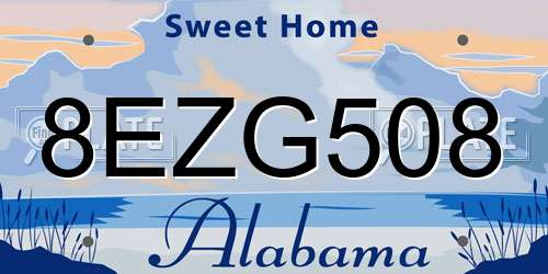 8EZG508 Alabama License Plate
