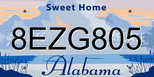 8EZG805 Alabama License Plate
