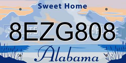 8EZG808 Alabama License Plate