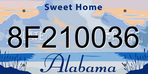 8F210036 Alabama License Plate