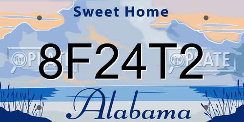 8F24T2 Alabama License Plate