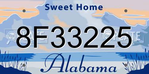8F33225 Alabama License Plate