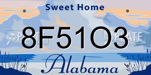 8F51O3 Alabama License Plate