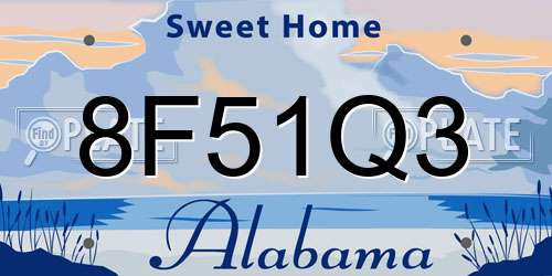 8F51Q3 Alabama License Plate