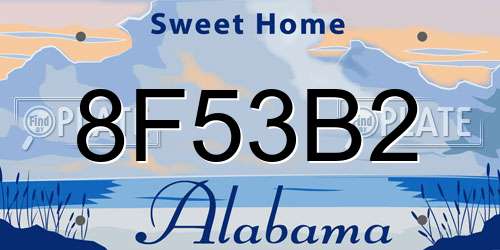 8F53B2 Alabama License Plate