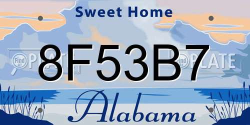 8F53B7 Alabama License Plate