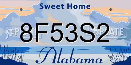 8F53S2 Alabama License Plate