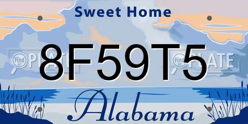 8F59T5 Alabama License Plate