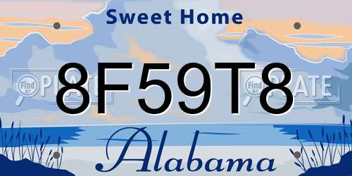 8F59T8 Alabama License Plate