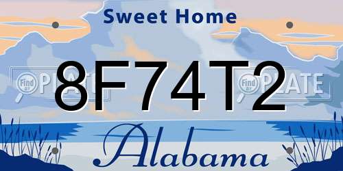 8F74T2 Alabama License Plate
