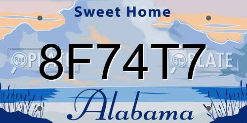8F74T7 Alabama License Plate