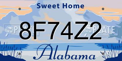 8F74Z2 Alabama License Plate