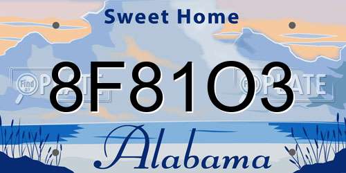 8F81O3 Alabama License Plate
