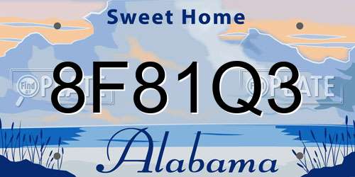 8F81Q3 Alabama License Plate