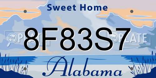 8F83S7 Alabama License Plate