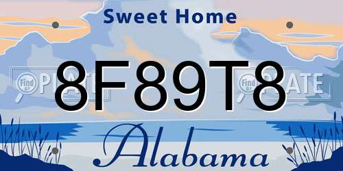8F89T8 Alabama License Plate