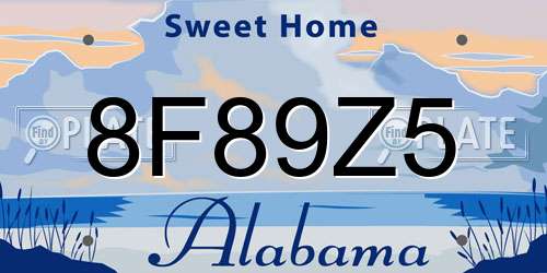 8F89Z5 Alabama License Plate