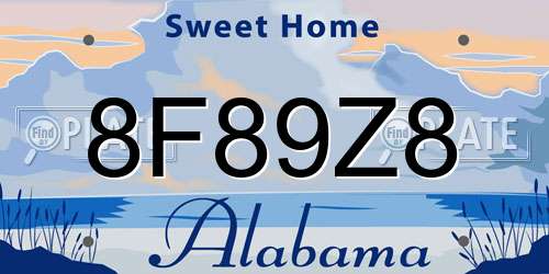8F89Z8 Alabama License Plate