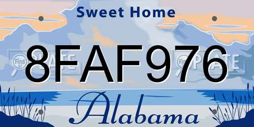 8FAF976 Alabama License Plate