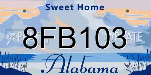 8FB103 Alabama License Plate