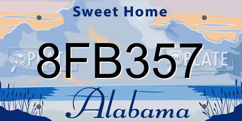 8FB357 Alabama License Plate