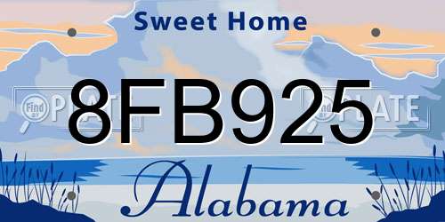 8FB925 Alabama License Plate