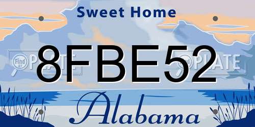 8FBE52 Alabama License Plate