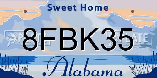 8FBK35 Alabama License Plate