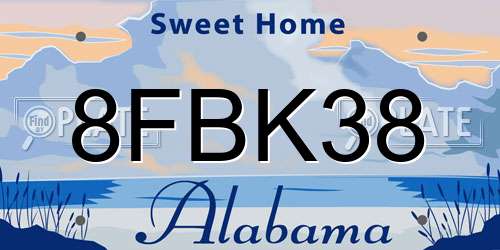 8FBK38 Alabama License Plate