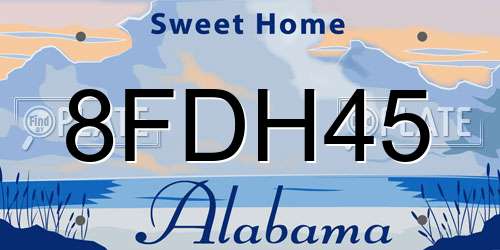 8FDH45 Alabama License Plate