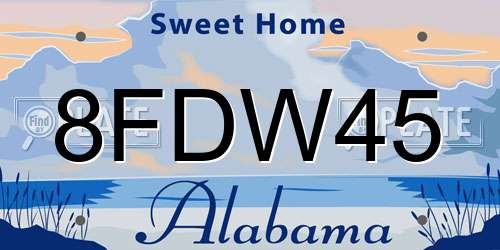 8FDW45 Alabama License Plate
