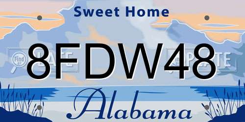 8FDW48 Alabama License Plate