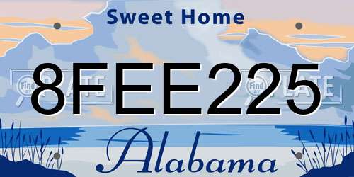 8FEE225 Alabama License Plate