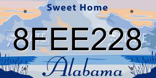 8FEE228 Alabama License Plate