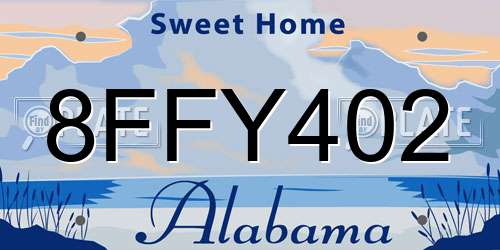 8FFY402 Alabama License Plate