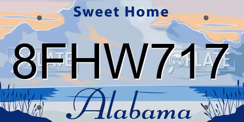 8FHW717 Alabama License Plate