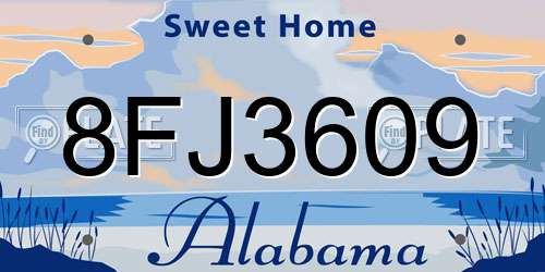 8FJ3609 Alabama License Plate